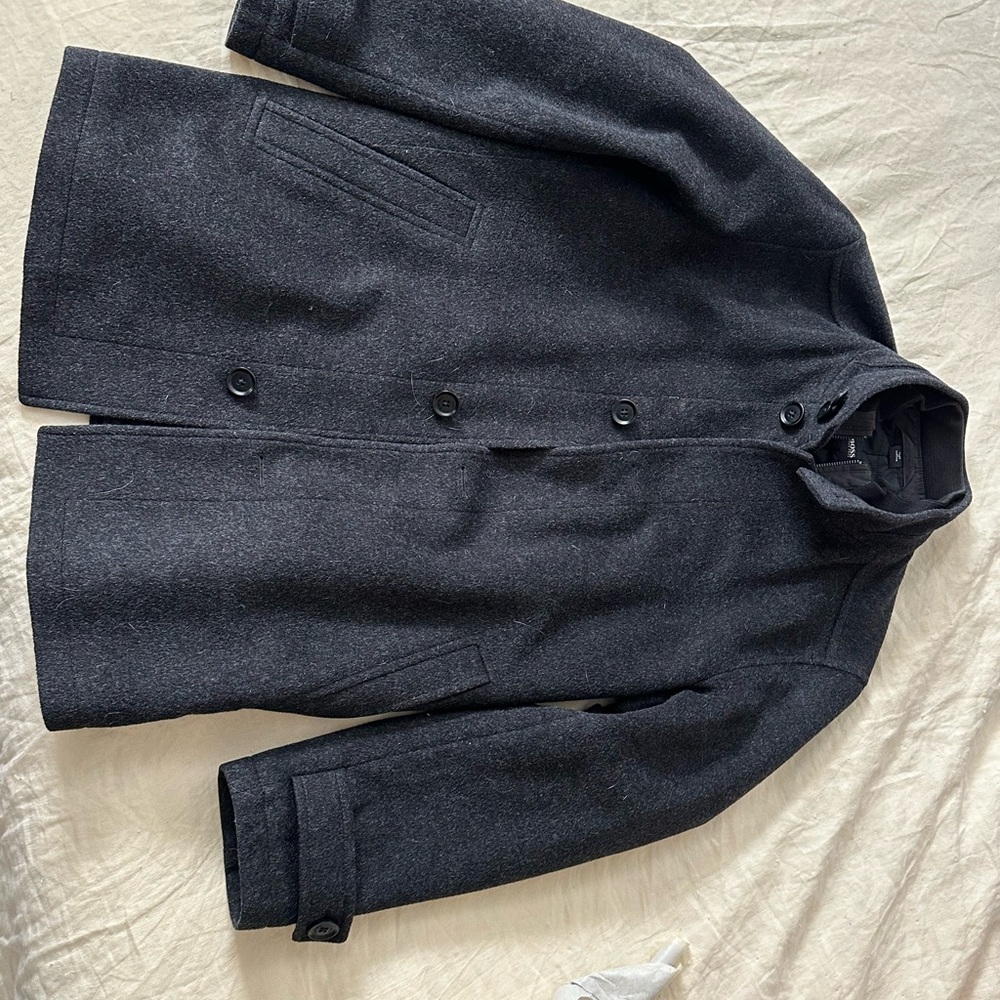 Hugo Boss Charcoal Wool Car Topcoat 36R